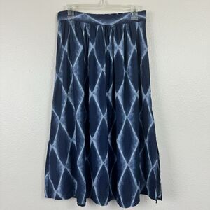 Banana Republic A-Line Midi Skirt Pull On Diamond Tie Dye Blue Petite Small
